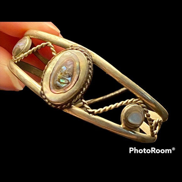 Jewelry - Vintage Abalone Sterling Silver Cuff Bracelet